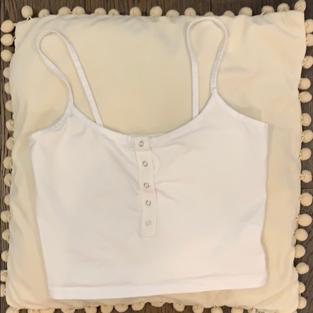 White crop top with buttons going down the middle!